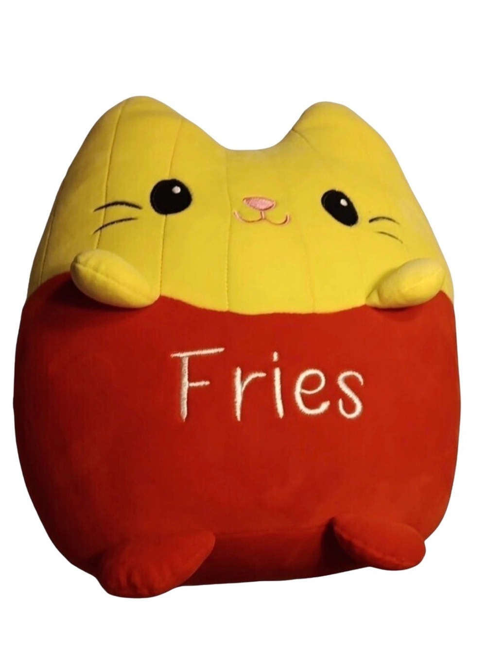SMOOCHY PALS Fries Cat Plush Pillow Stuffed Animal Yellow Red Kawaii Cute 15”